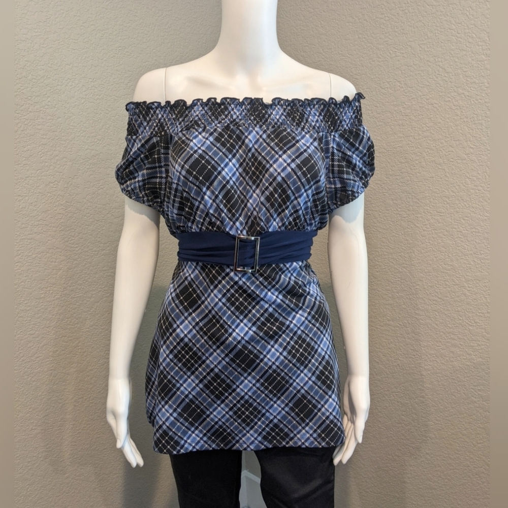BOGO Cacama blueplaid babydoll top